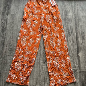 Three Dots medium pull on pants floral straight elastic waist new inseam 32"